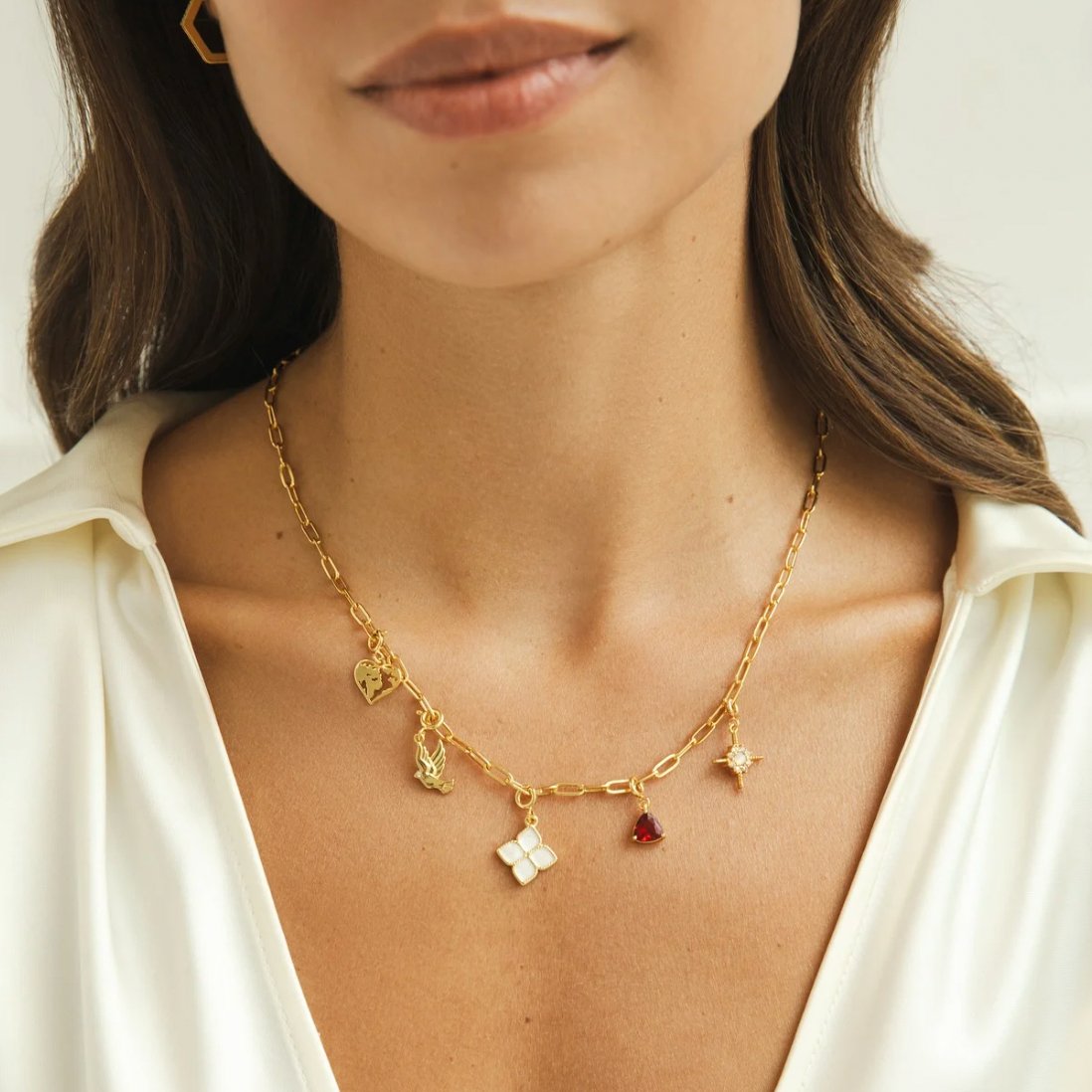 18K Gold Paperclip Charm Necklace - My Store
