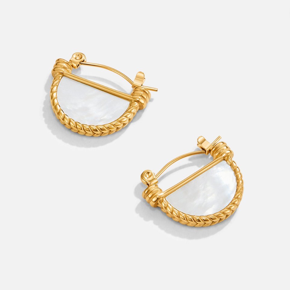 Adelfa White Shell Hoop Earrings - My StoreEarrings