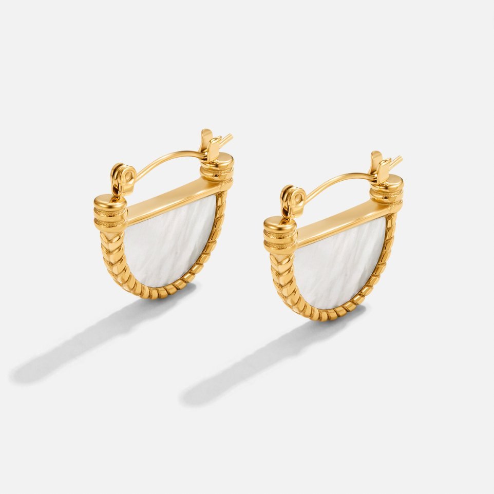 Adelfa White Shell Hoop Earrings - My StoreEarrings