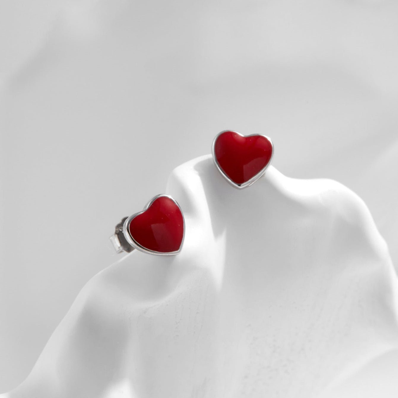 Alba Heart Sterling Silver Studs - NAVALLI