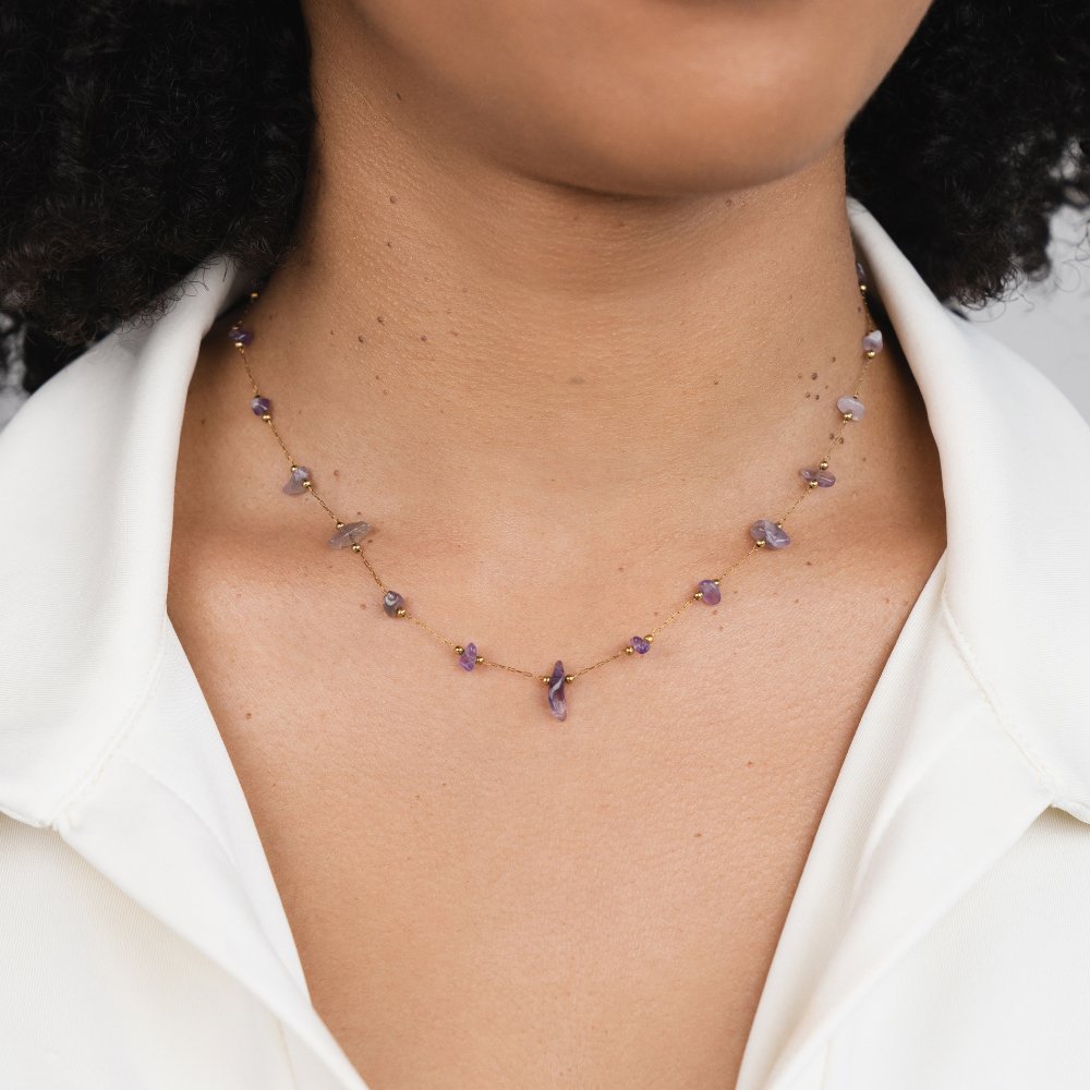 Amethyst Crystal Bead Necklace - My StoreNecklace