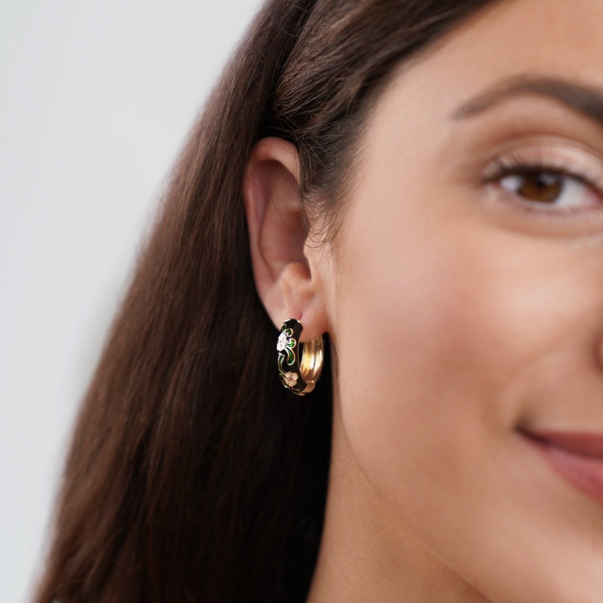 Black Gold Hoop Flower Earrings - My StoreEarrings