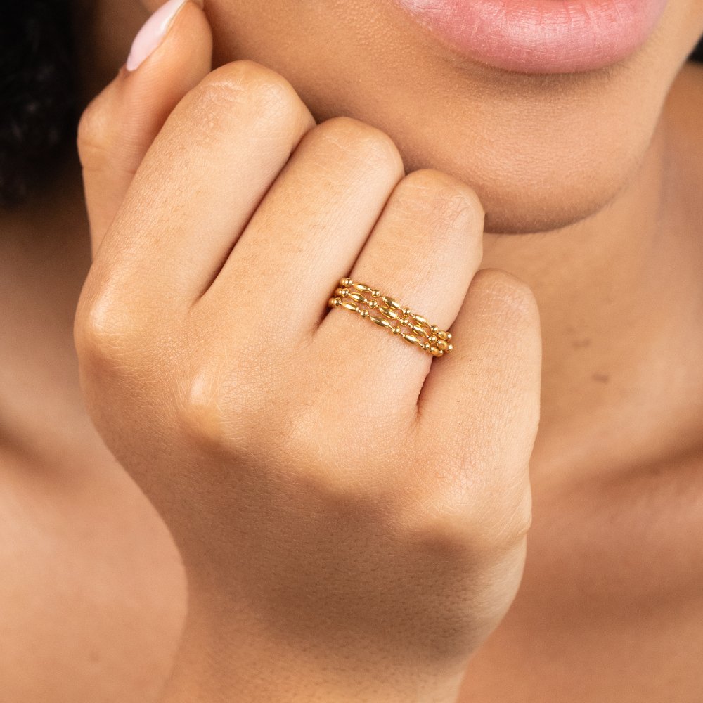 Erina Gold Stacked Chain Ring