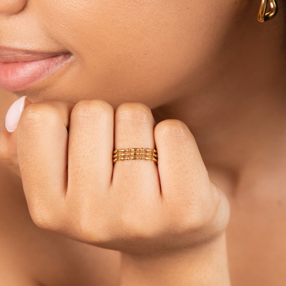 Erina Gold Stacked Chain Ring