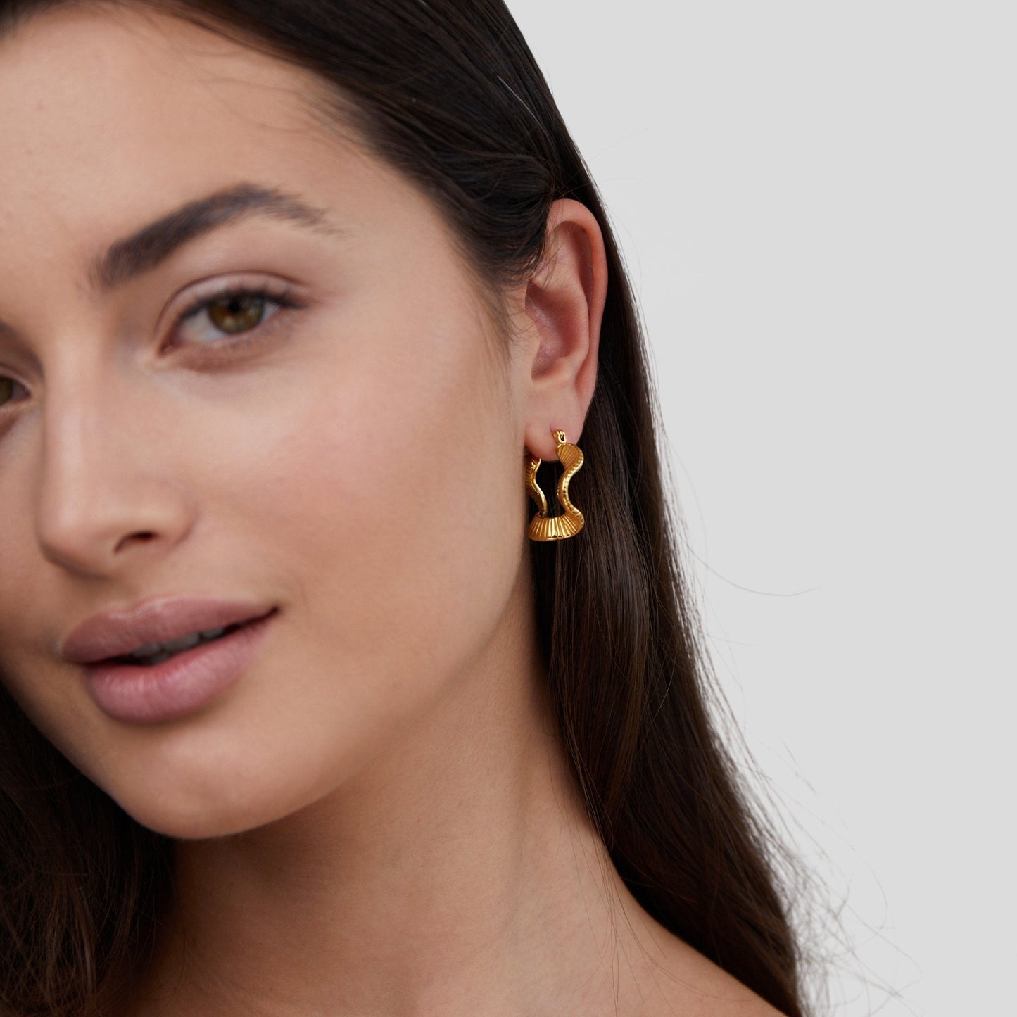 Geometric Wave Gold Hoop Earrings - My StoreEarrings