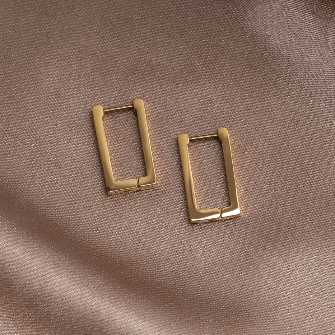 Gold Rectangle Hoop Earrings - My StoreEarrings