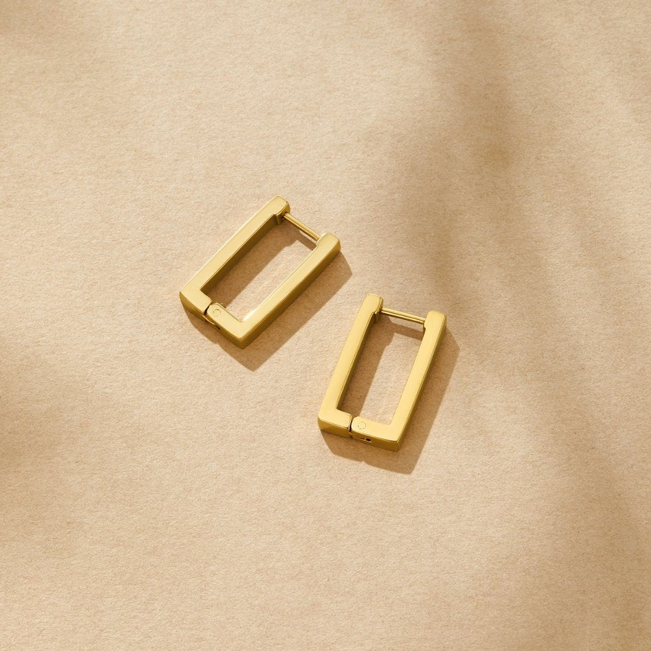 Gold Rectangle Hoop Earrings - My StoreEarrings