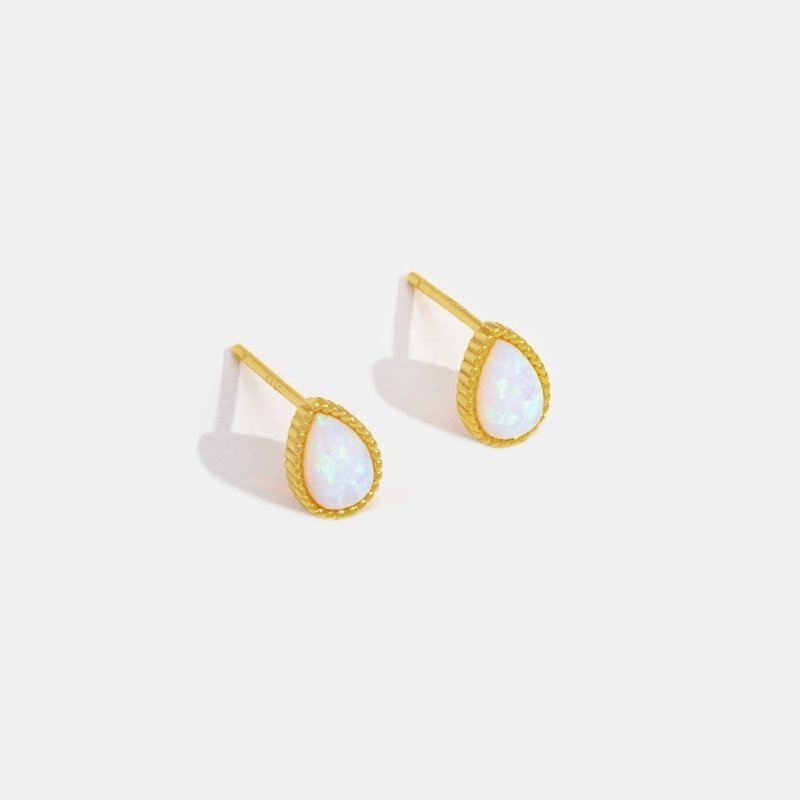 Gold Teardrop Opal Stone Earrings - My StoreEarrings
