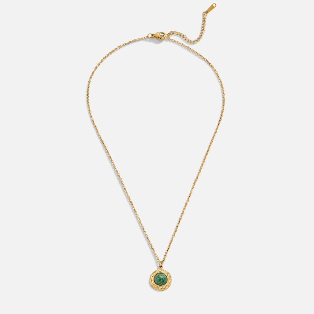 Green Aventurine Coin Necklace - My StoreNecklace