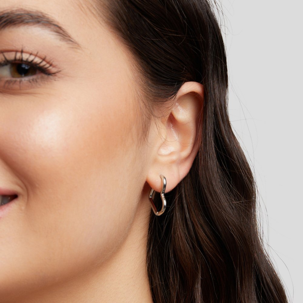 Heart Silver Hoops - My StoreEarrings