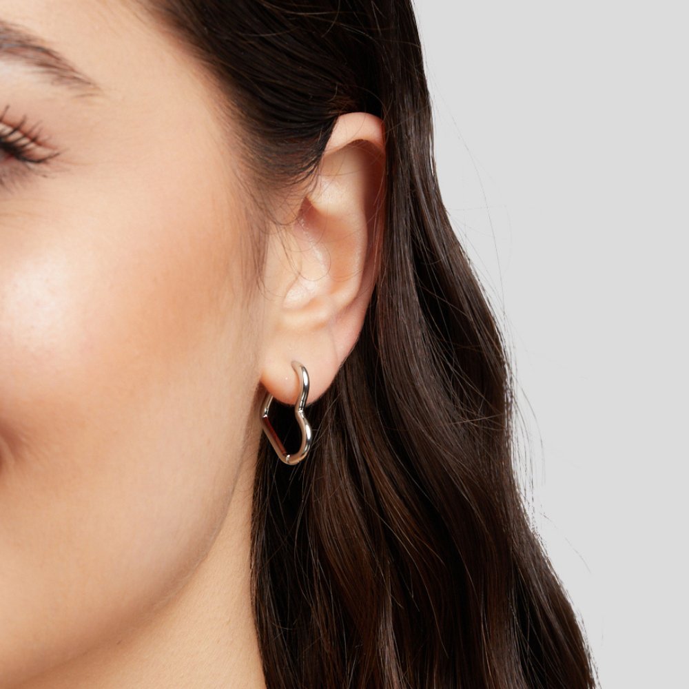 Heart Silver Hoops - My StoreEarrings