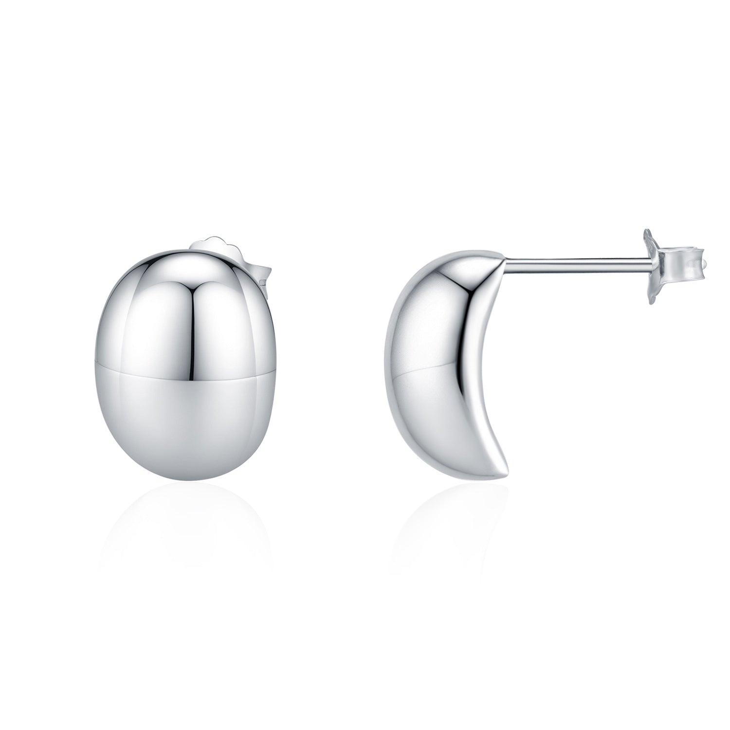 Luna Silver Stud Earrings - NAVALLI