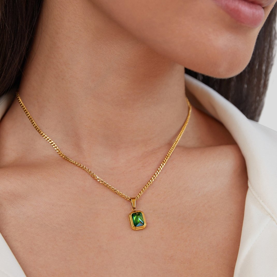 Monet Green Crystal Pendant Necklace - My StoreNecklace