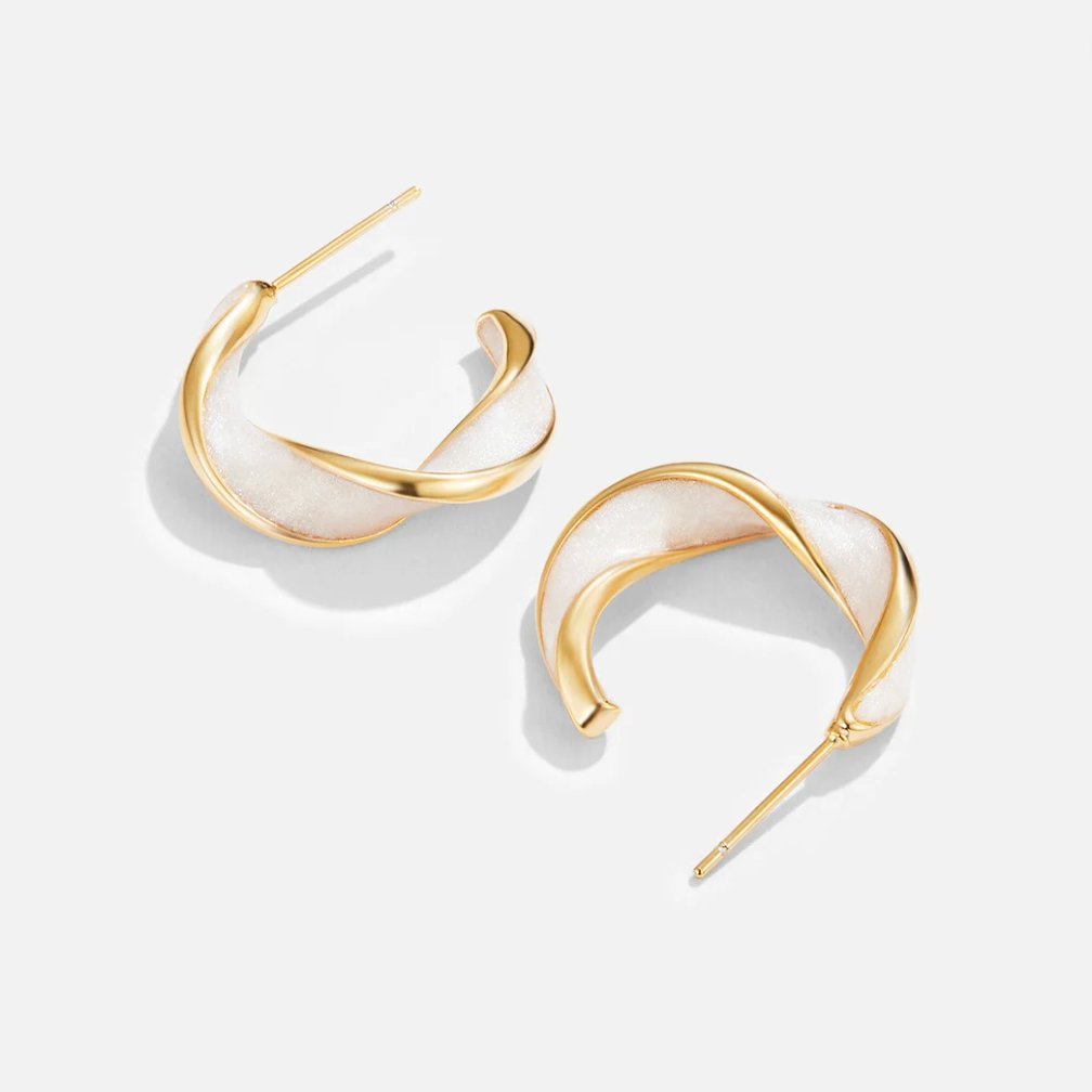 Mother of Pearl Twist Hoop Earrings - My StoreEarrings