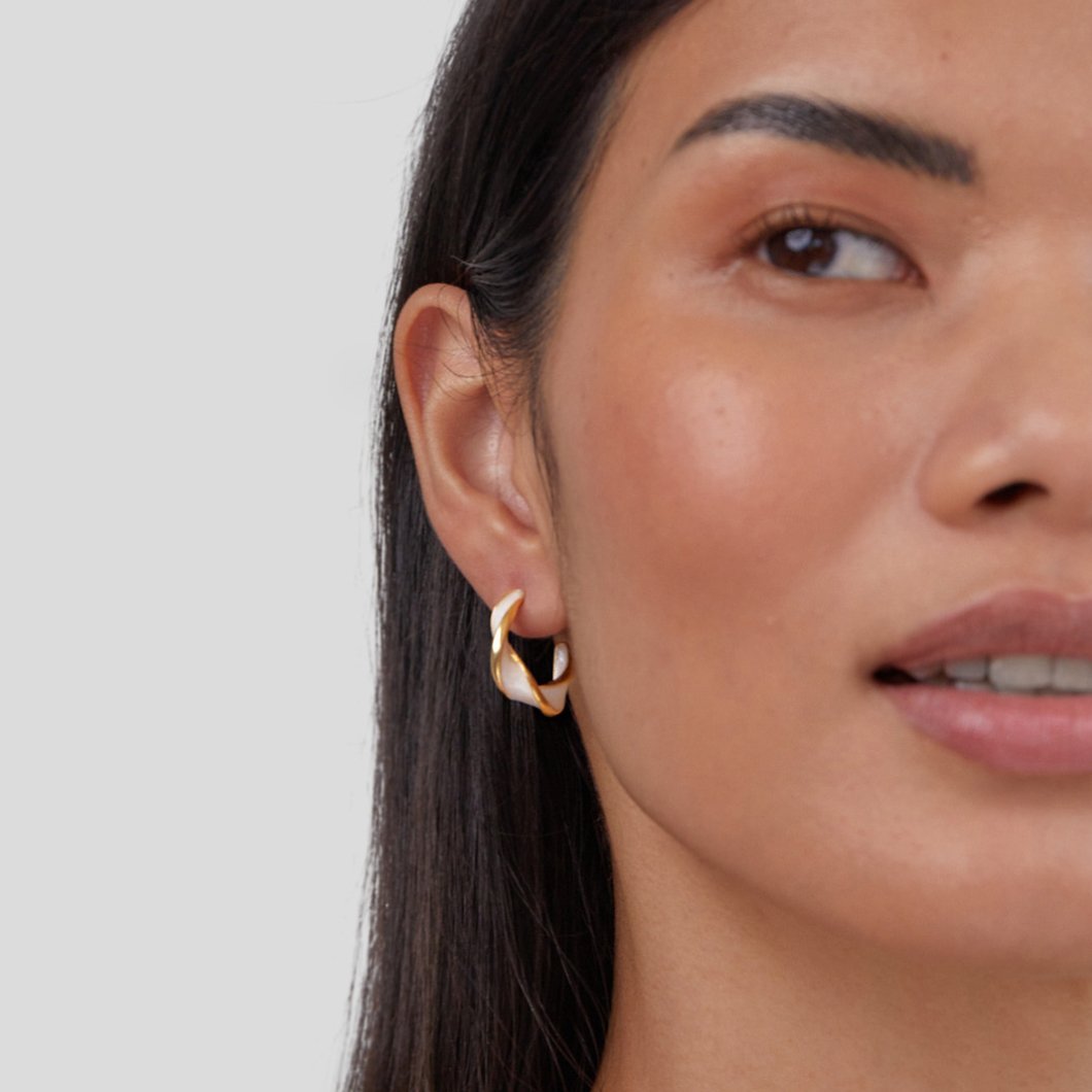 Mother of Pearl Twist Hoop Earrings - My StoreEarrings