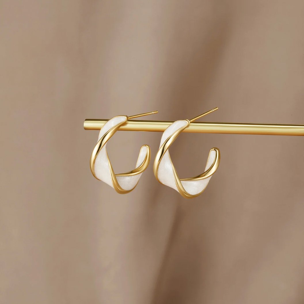 Mother of Pearl Twist Hoop Earrings - My StoreEarrings