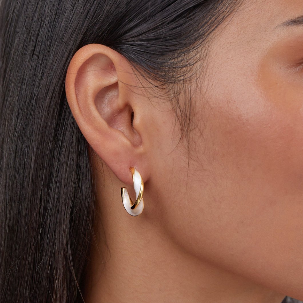 Mother of Pearl Twist Hoop Earrings - My StoreEarrings