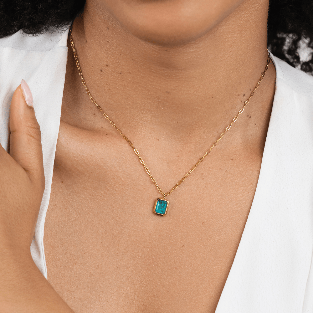 Teal Green Crystal Necklace - My StoreNecklace