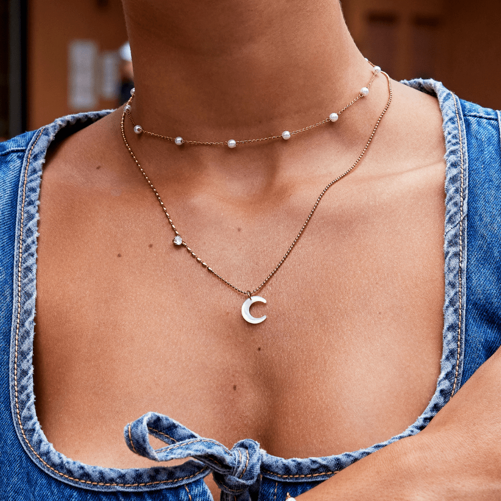White Crescent Moon Necklace - My StoreNecklace