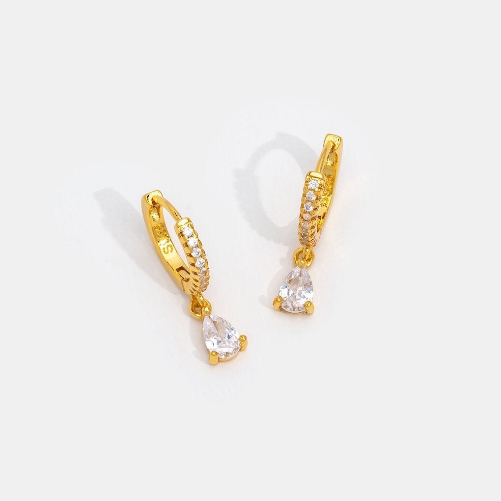 White Ivory Crystal Gold Hoop Earrings - My StoreEarrings