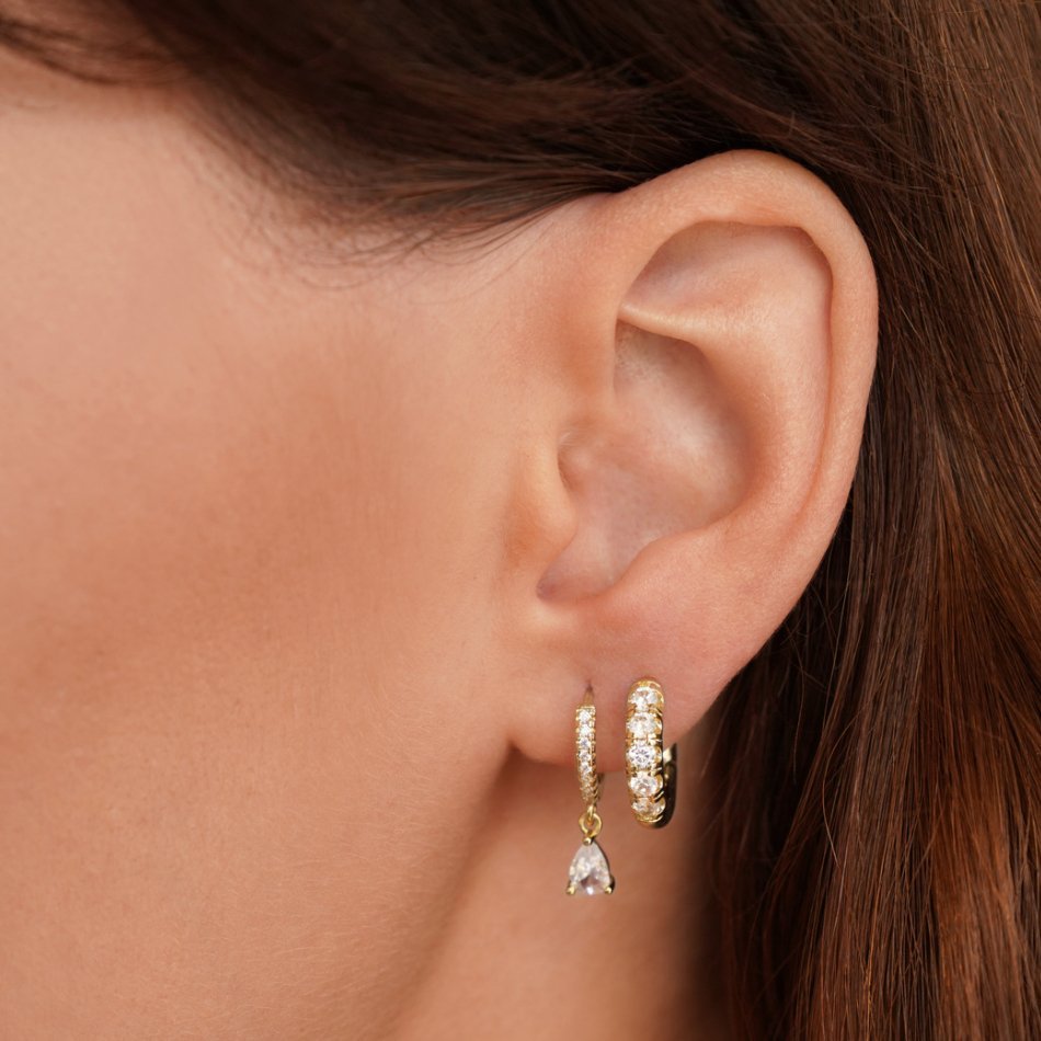 White Ivory Crystal Gold Hoop Earrings - My StoreEarrings