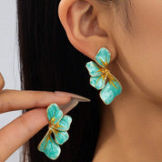 Iris Marbled Turquoise Statement Earrings