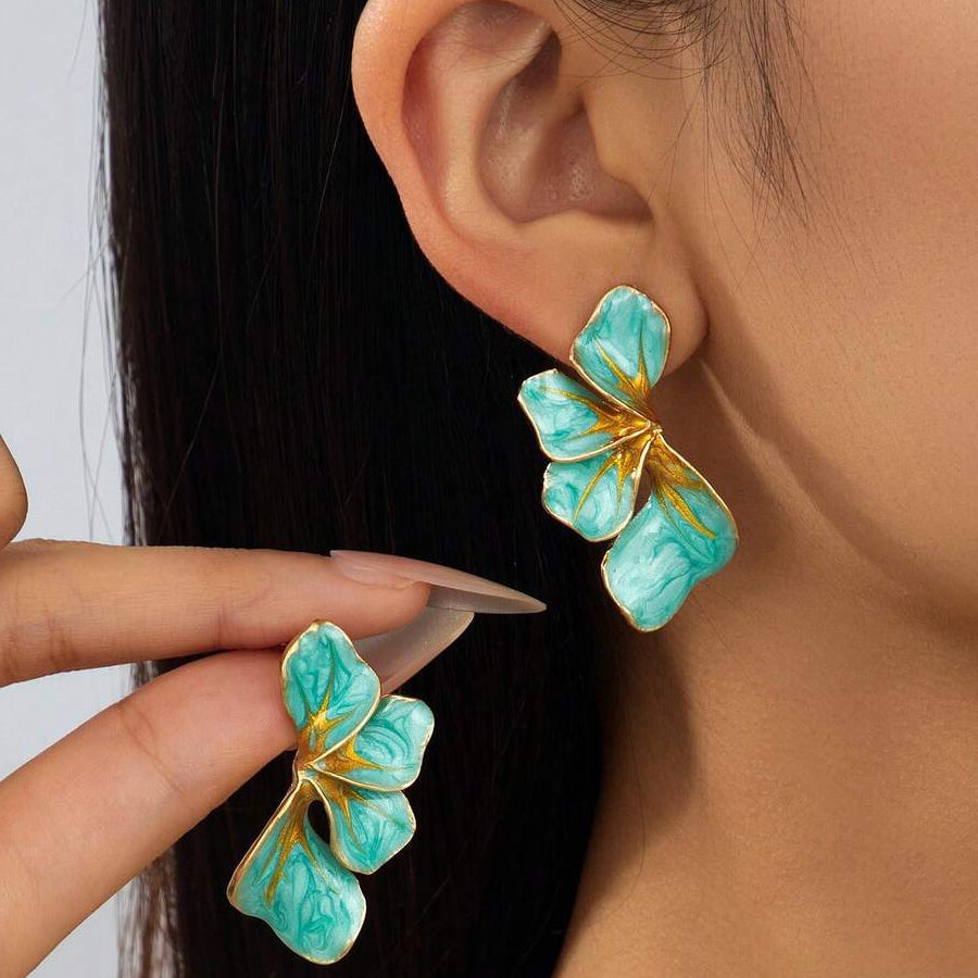 Iris Marbled Turquoise Statement Earrings
