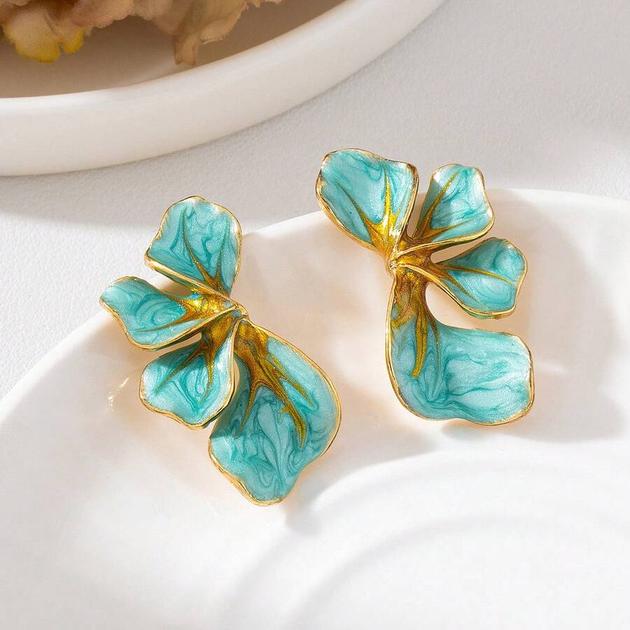 Iris Marbled Turquoise Statement Earrings