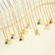 Amber Initial & Birthstone Necklace