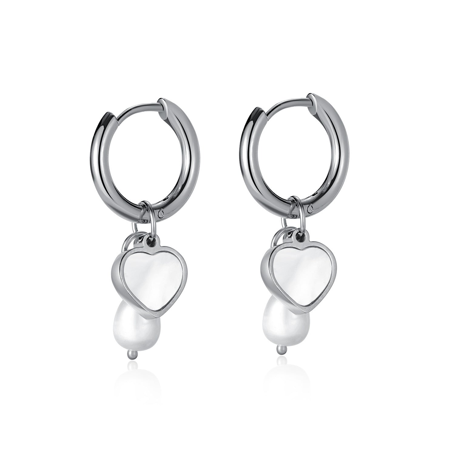 Mia Silver Pearl Hoops