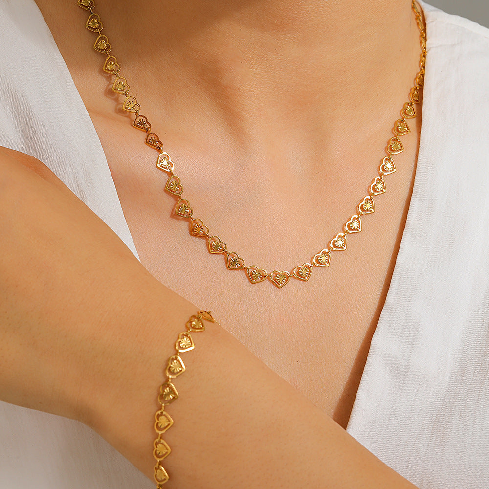 Cora Gold Heart Jewelry Set