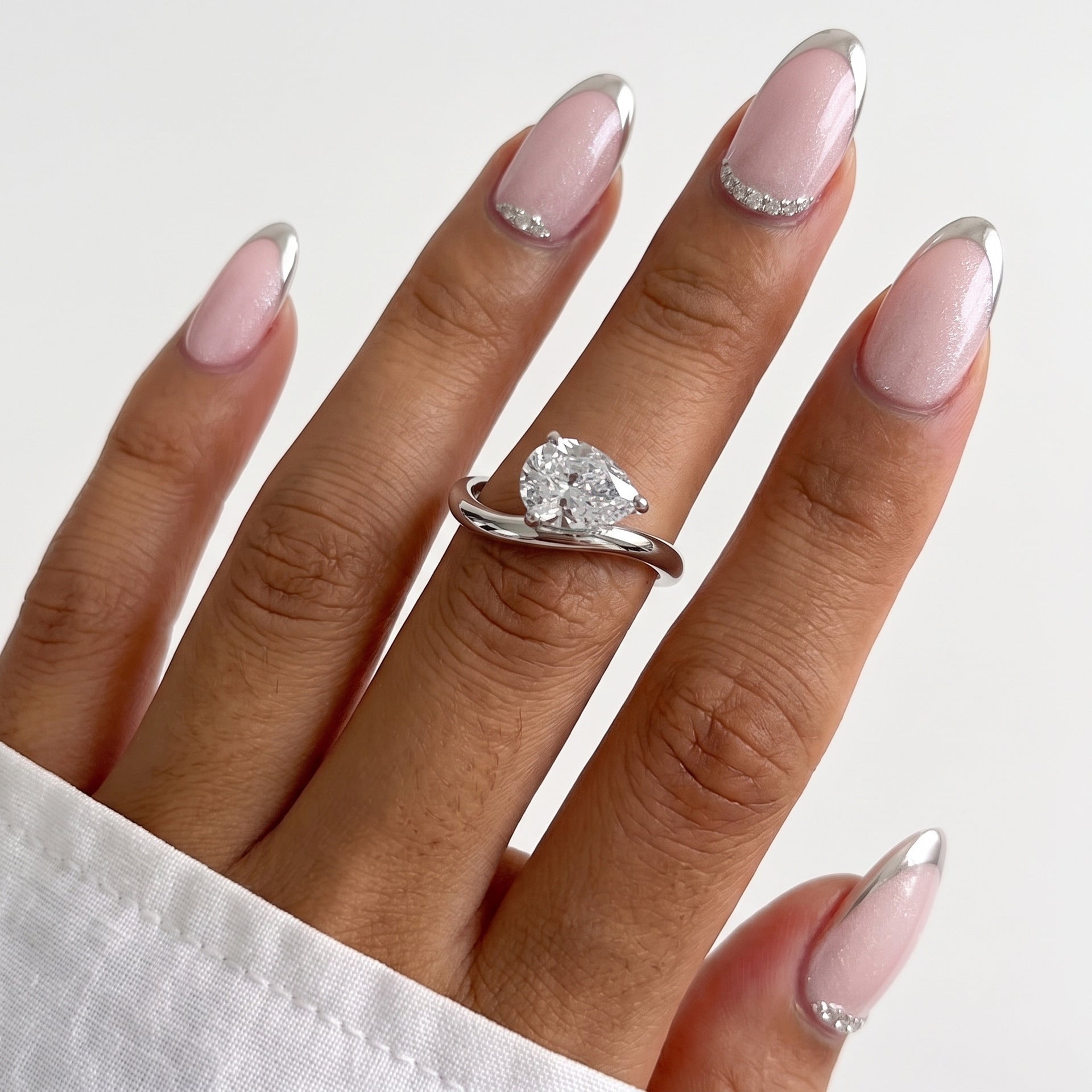 Silver Teardrop Statement Ring