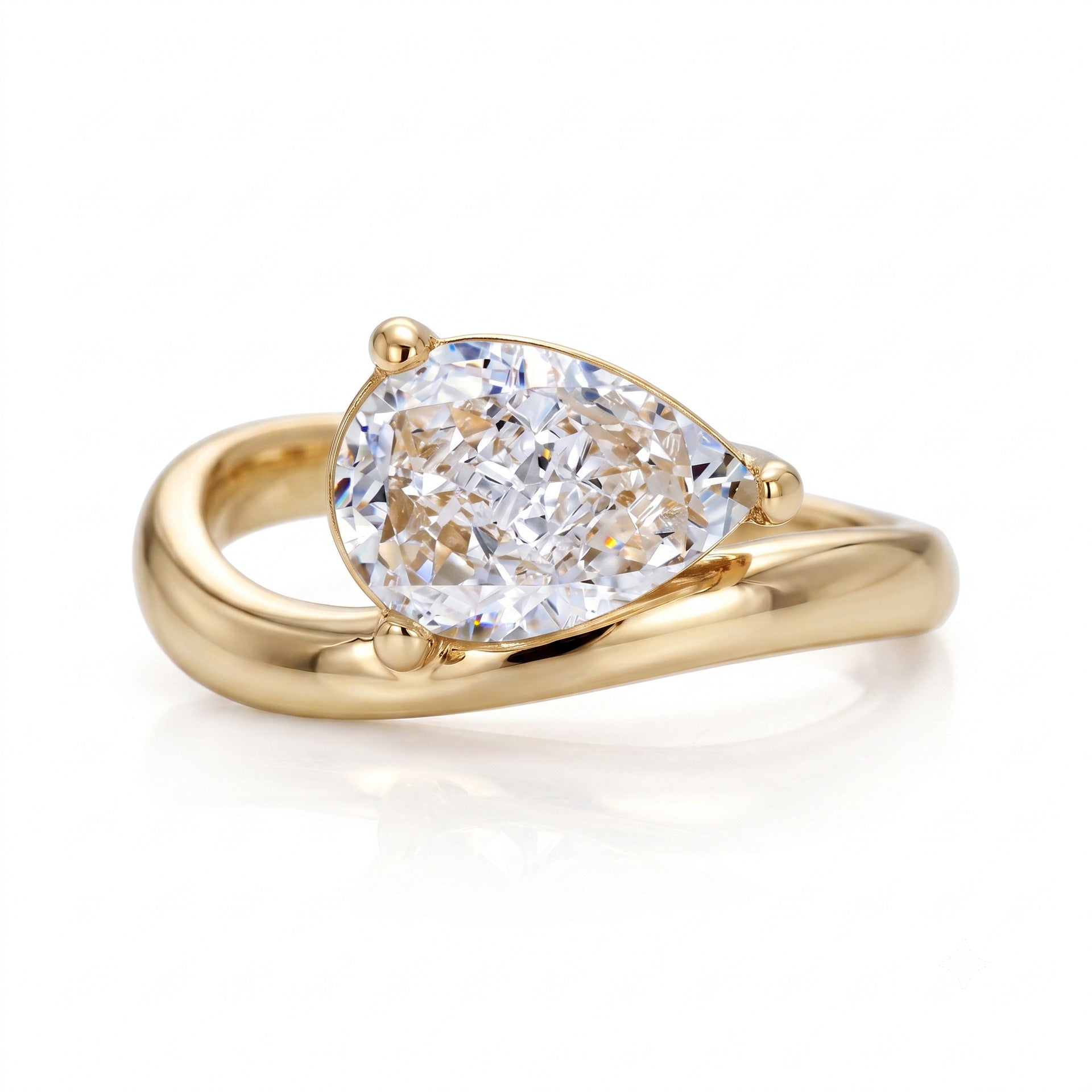 Gold Teardrop Statement Ring