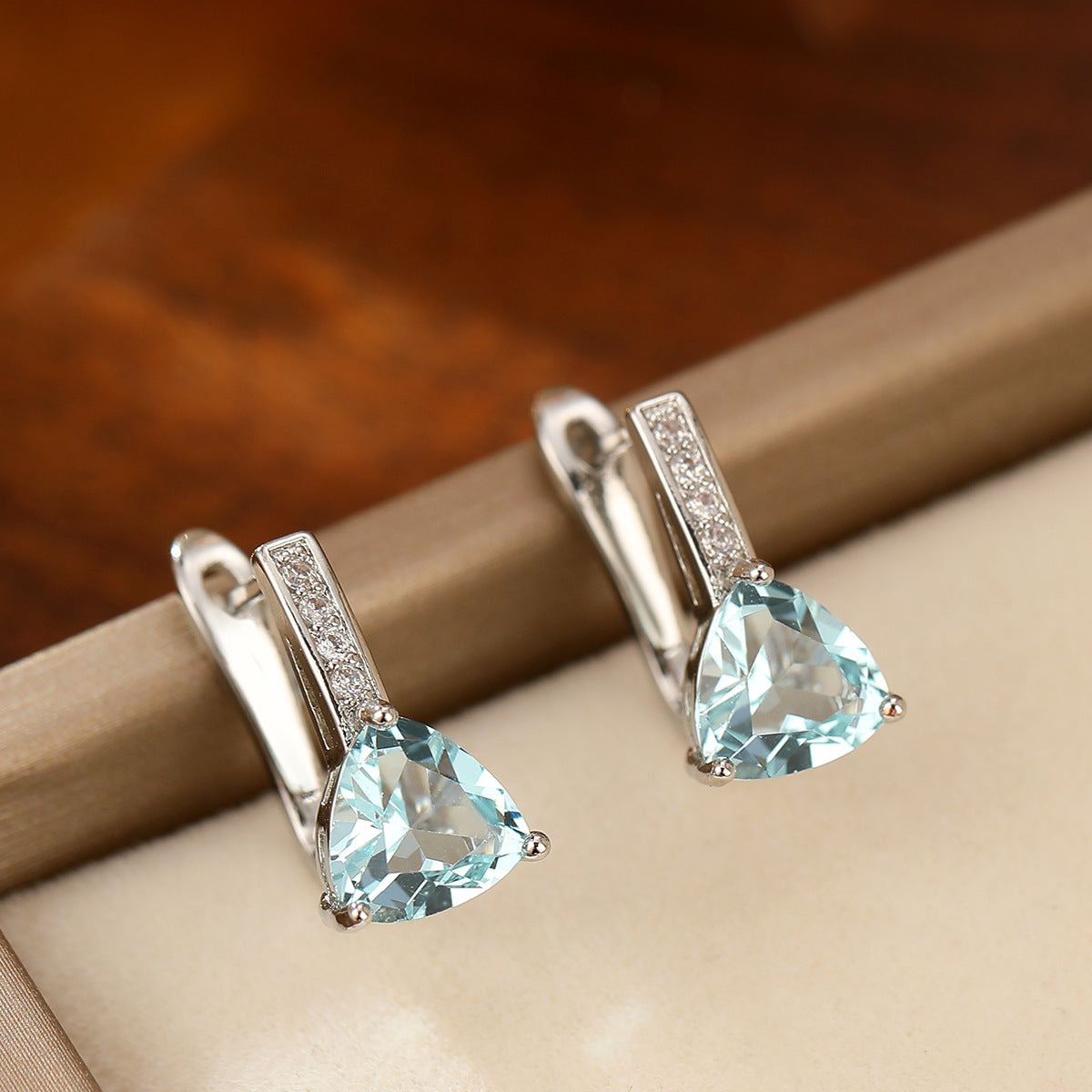 Ilaria Blue Crystal Drop Earrings