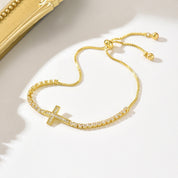 Cosima Sideways Cross Gold Bracelet