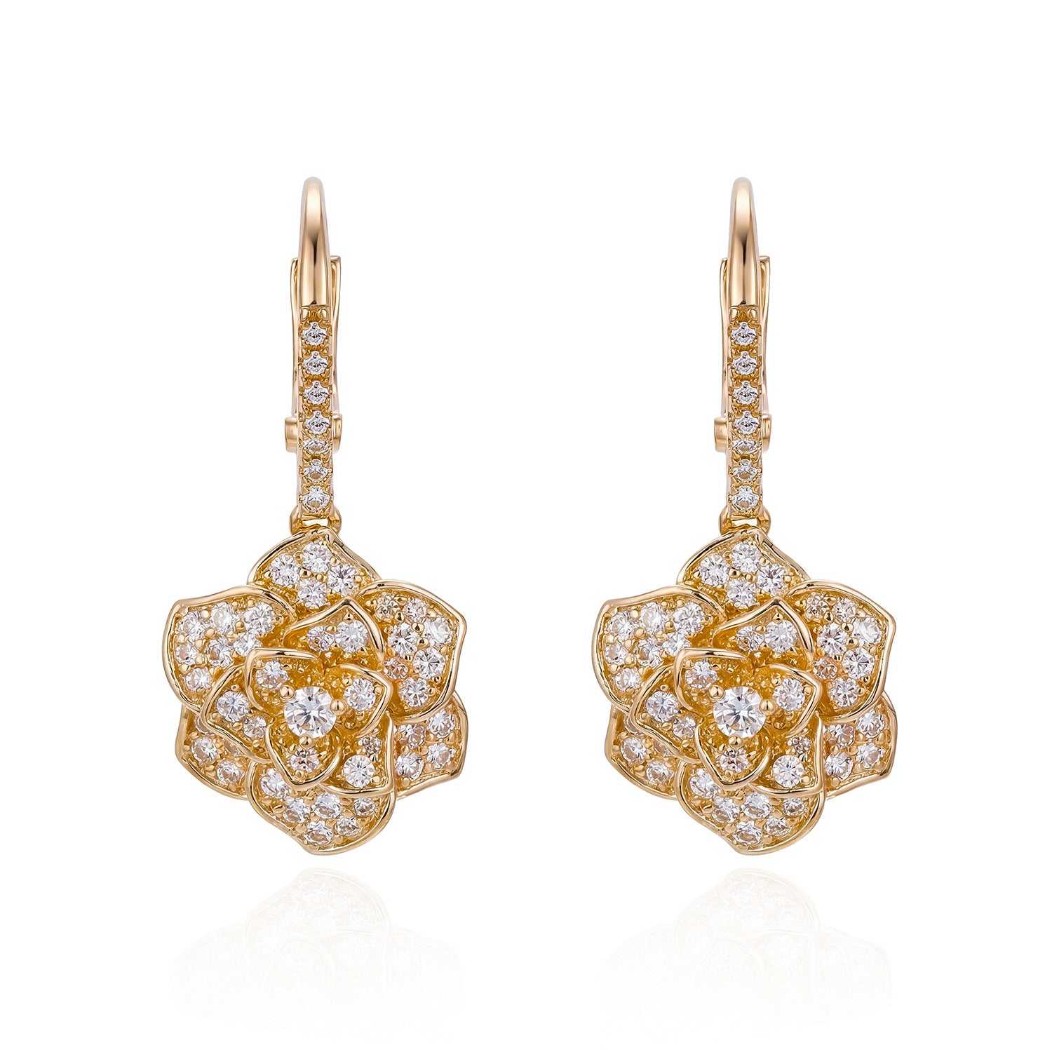 Crystal Camellia Gold Earrings