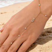 Laurel Crystal Leaf Hand Chain