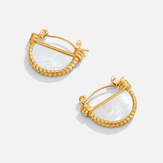 Adelfa White Shell Hoop Earrings - My StoreEarrings