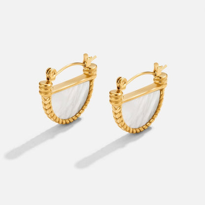 Adelfa White Shell Hoop Earrings - My StoreEarrings