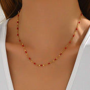 Alba Beaded Necklace - Red - 4