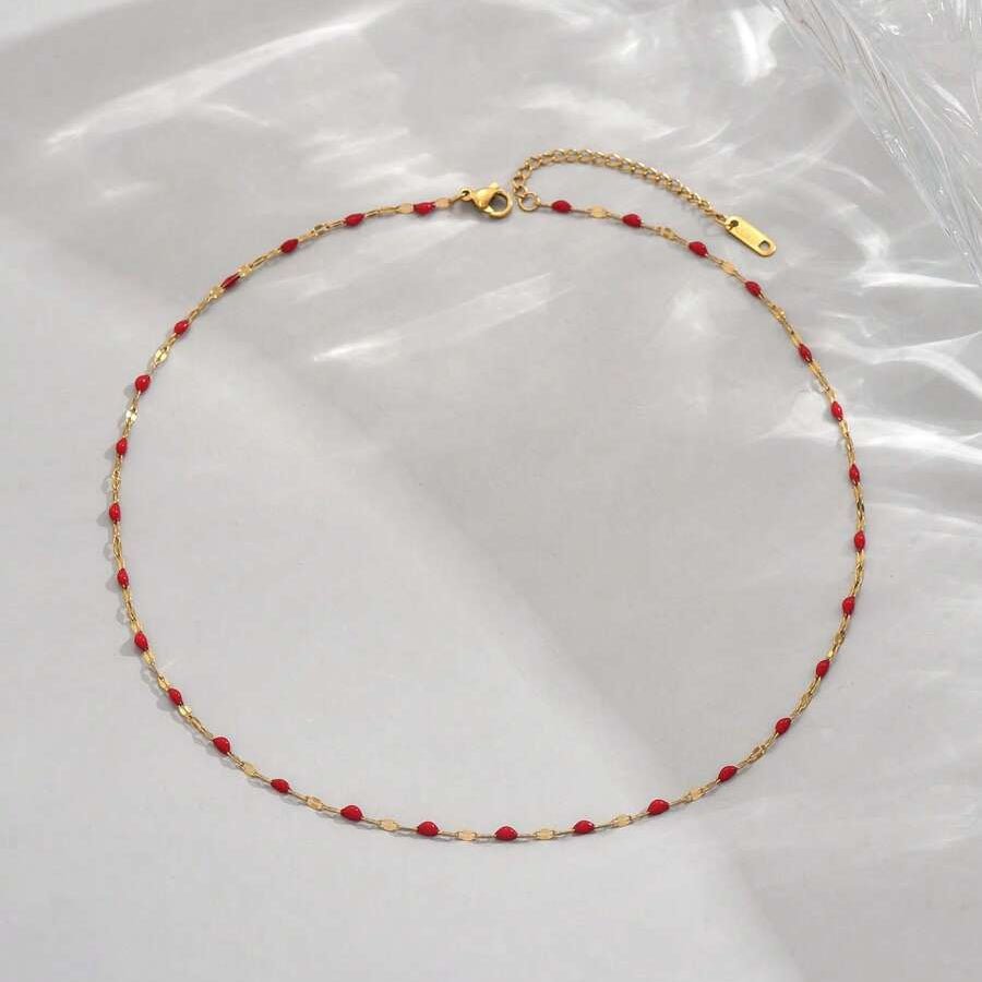 Alba Beaded Necklace - Red - 5