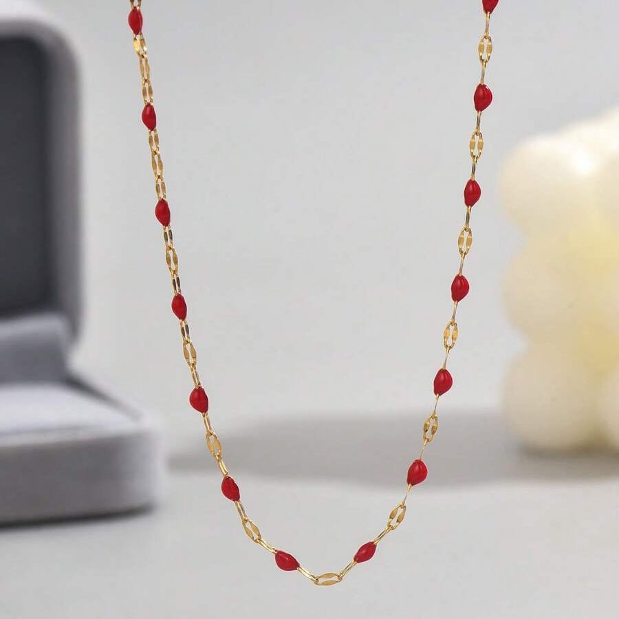 Alba Beaded Necklace - Red - 6