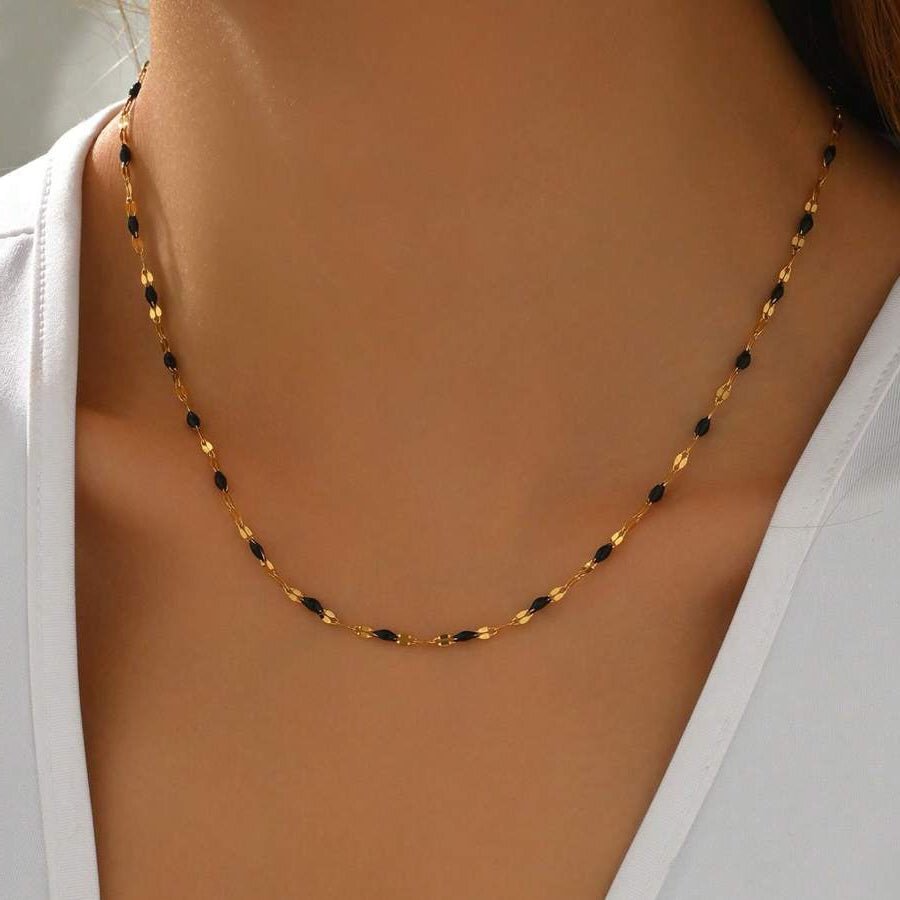 Alba Beaded Necklace - Black - 7