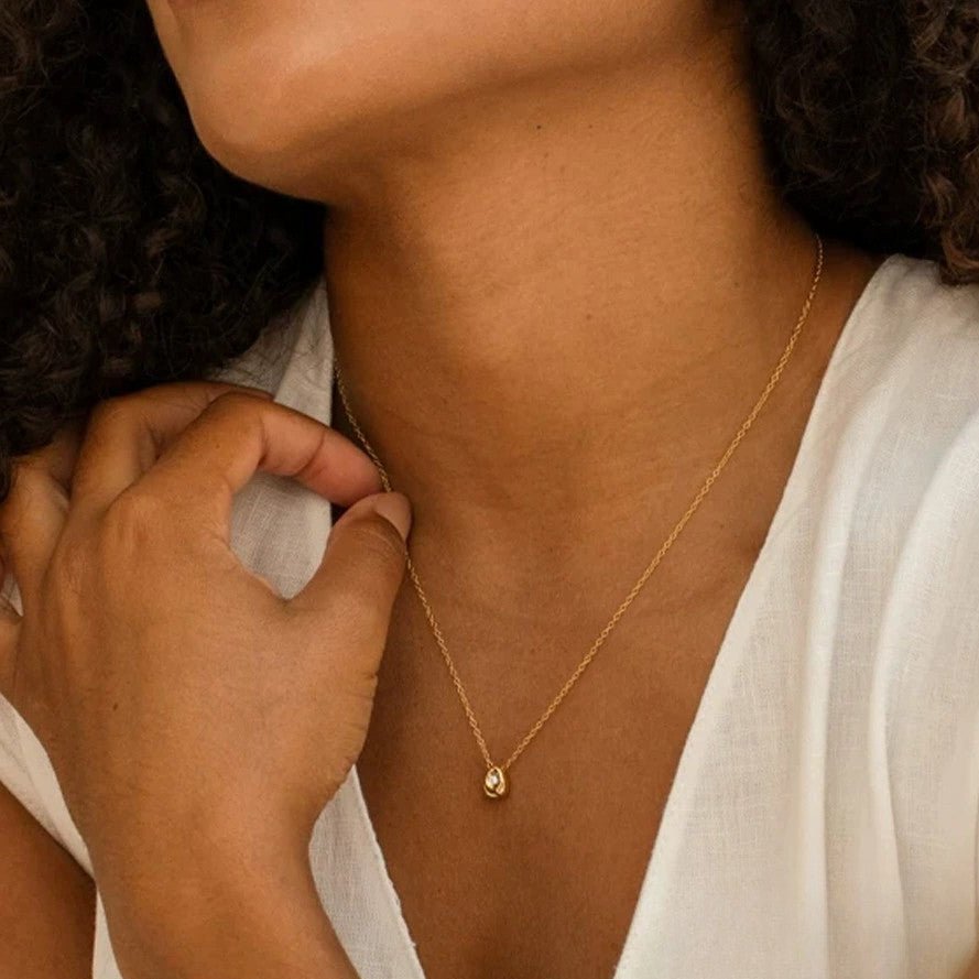 Alba Petite Gemstone Necklace - Silver - 4