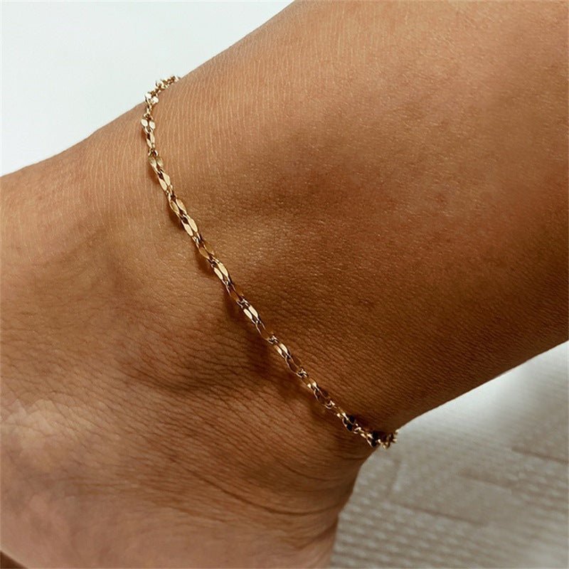 Amara Gold Chain Anklet - Gold - 3