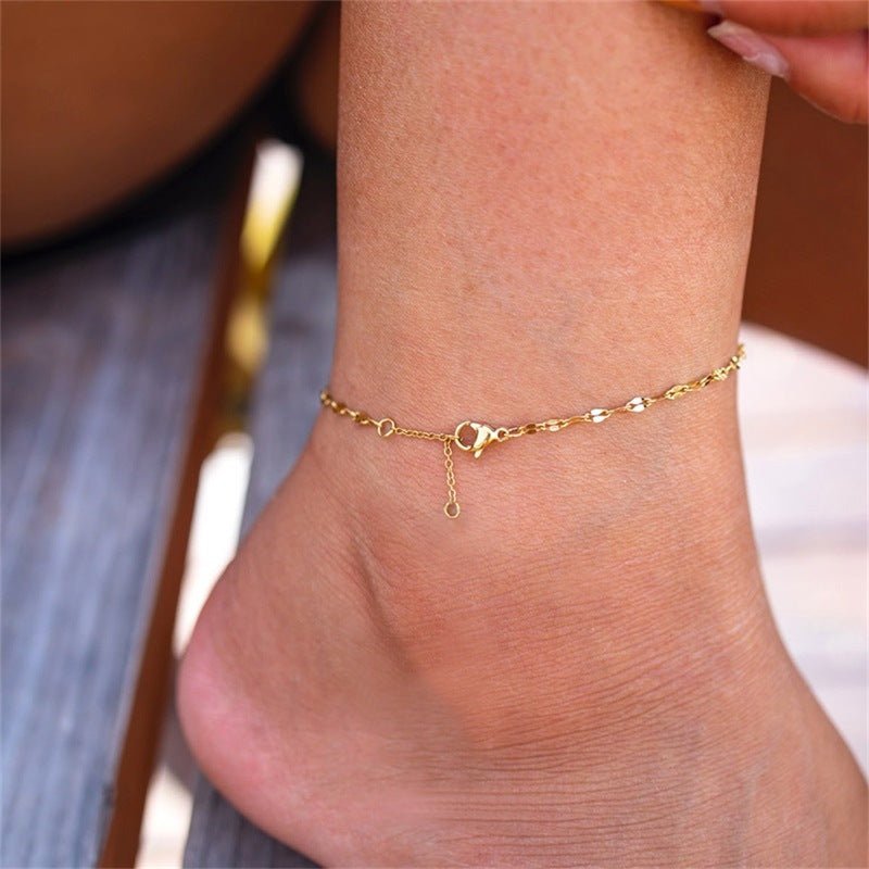 Amara Gold Chain Anklet - Gold - 5