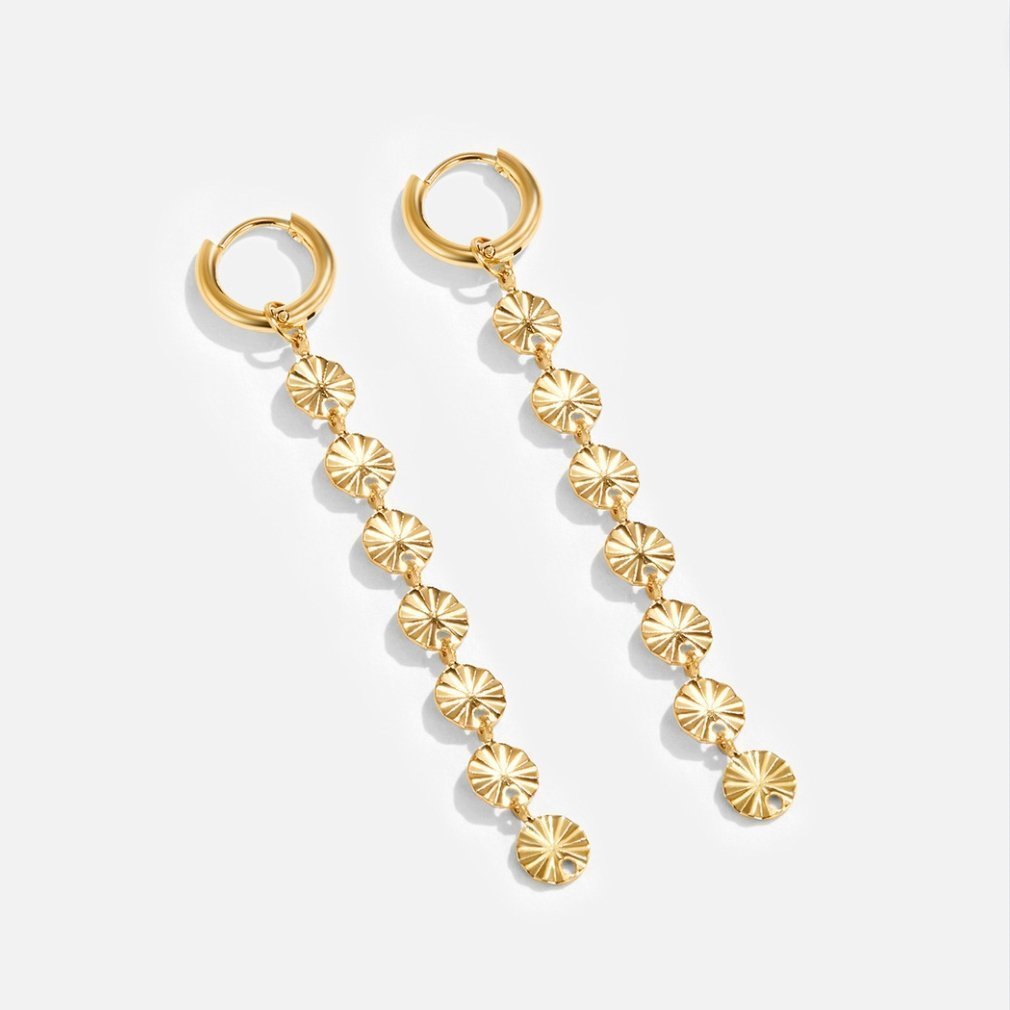 Amari Polished Gold Discs - Earrings - 2