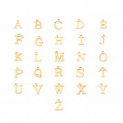 Gold letter charms A to Z for the initial bracelet