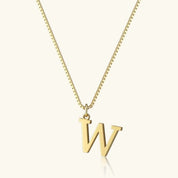 Amber Initial Necklace - 14k Yellow Gold - W - 32