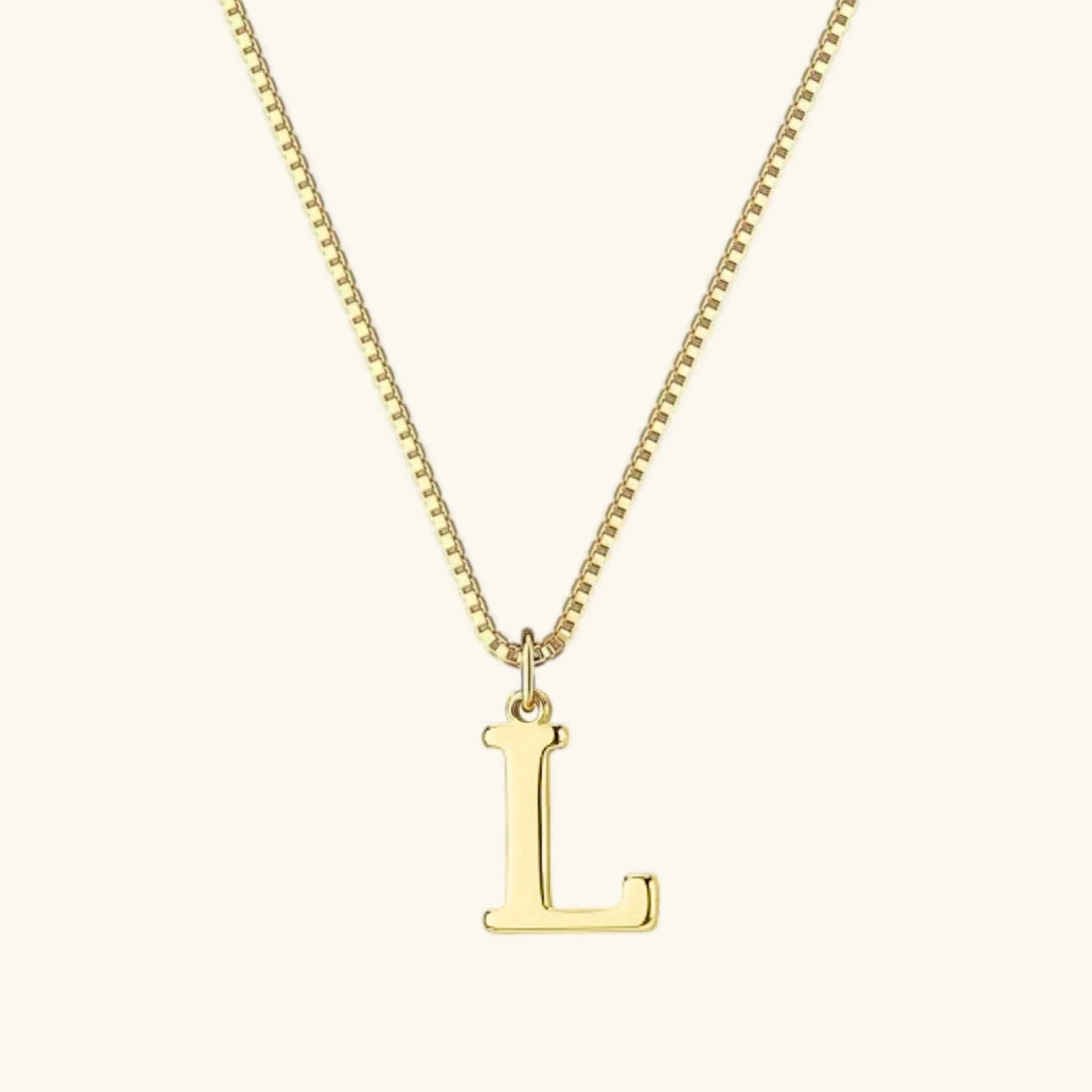 Amber Initial Necklace - 14k Yellow Gold - L - 21